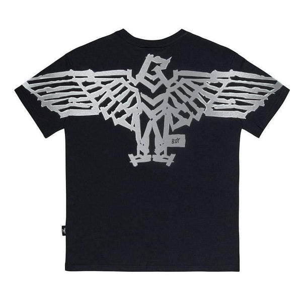 BOY TAPE EAGLE BACKPRINT T-SHIRT - BLACK/SILVER