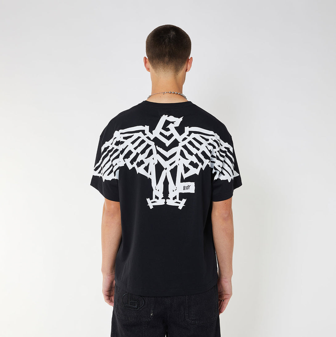 BOY TAPE EAGLE BACKPRINT T-SHIRT - BLACK/WHITE