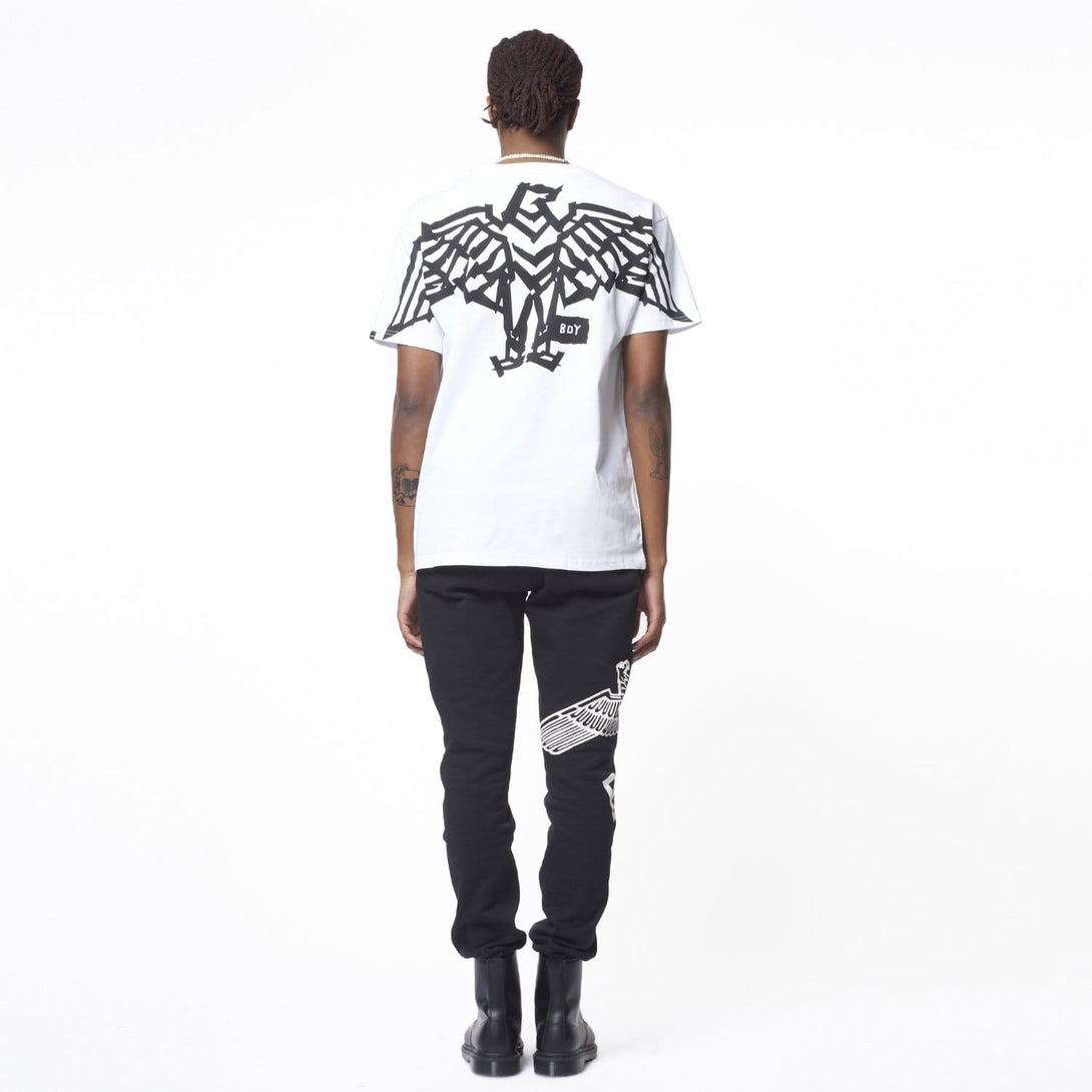 BOY TAPE EAGLE BACKPRINT T-SHIRT - WHITE/BLACK