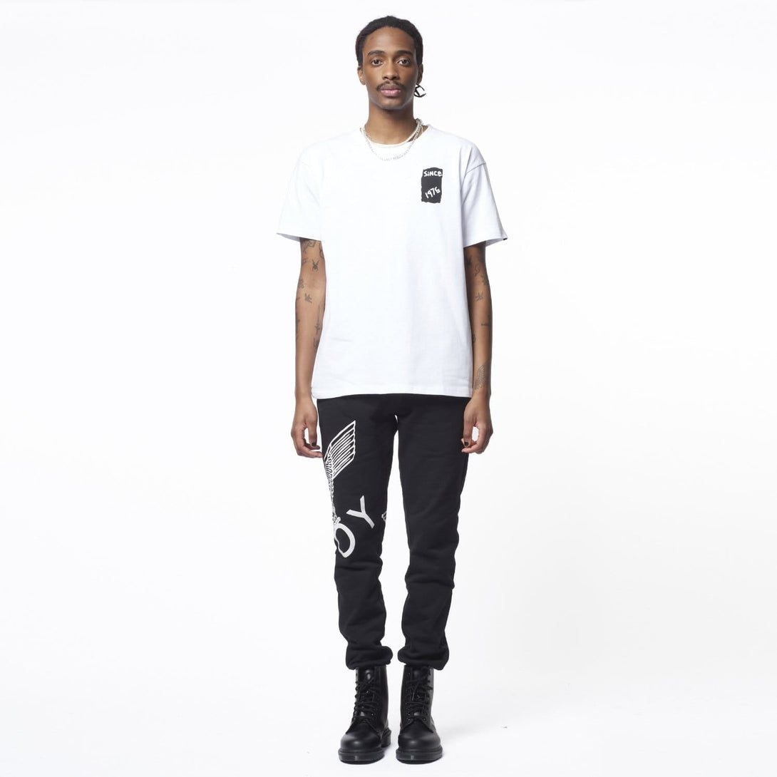 BOY TAPE EAGLE BACKPRINT T-SHIRT - WHITE/BLACK