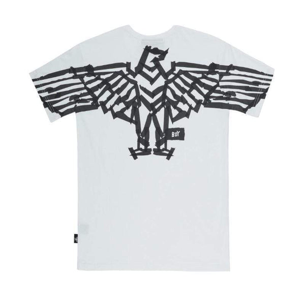 BOY TAPE EAGLE BACKPRINT T-SHIRT - WHITE/BLACK