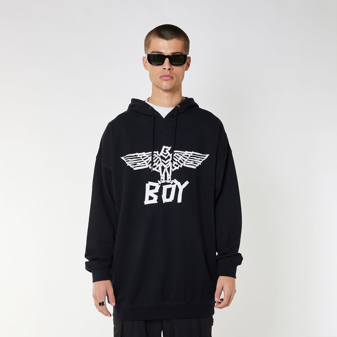 BOY TAPE EAGLE HOODIE - BLACK