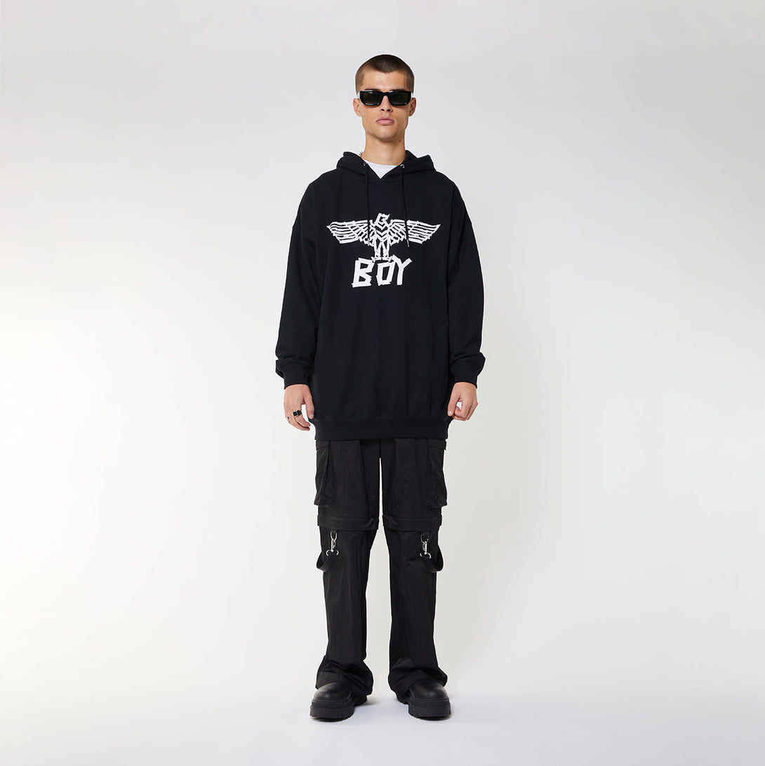 BOY TAPE EAGLE HOODIE - BLACK