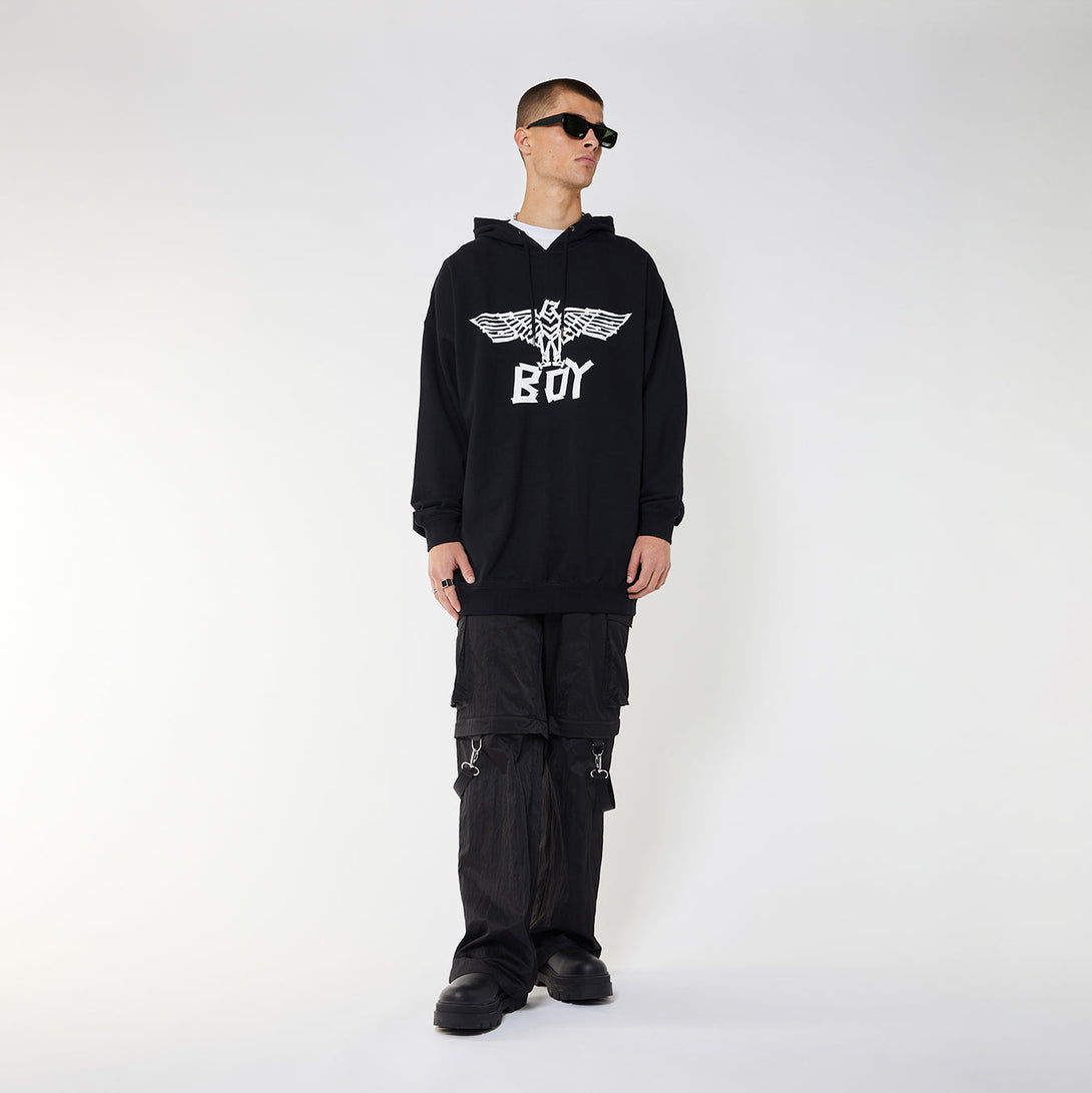 BOY TAPE EAGLE HOODIE - BLACK