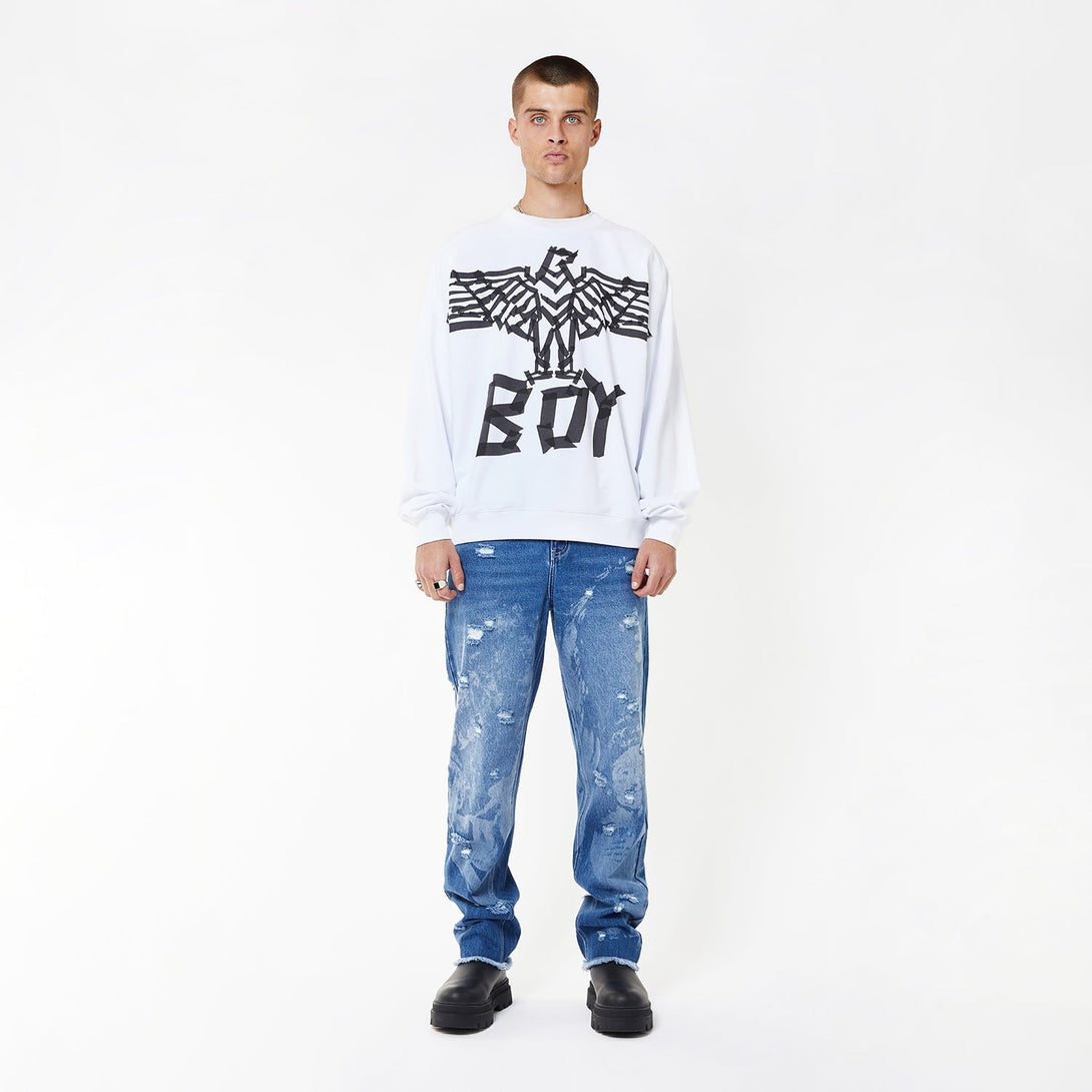 BOY TAPE EAGLE SWEATSHIRT - WHITE