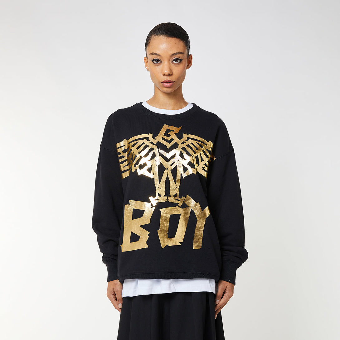 BOY TAPE EAGLE SWEATSHIRT WOMENS - BLACK/GOLD