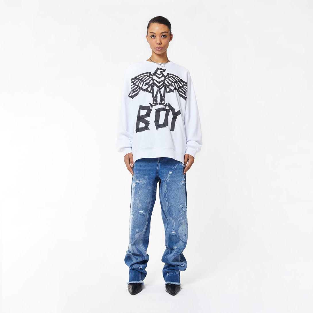 BOY TAPE EAGLE SWEATSHIRT WOMENS - WHITE