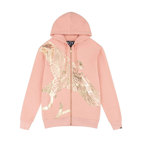 BOY WINGSPAN ZIP HOODIE WOMENS - PINK/GOLD