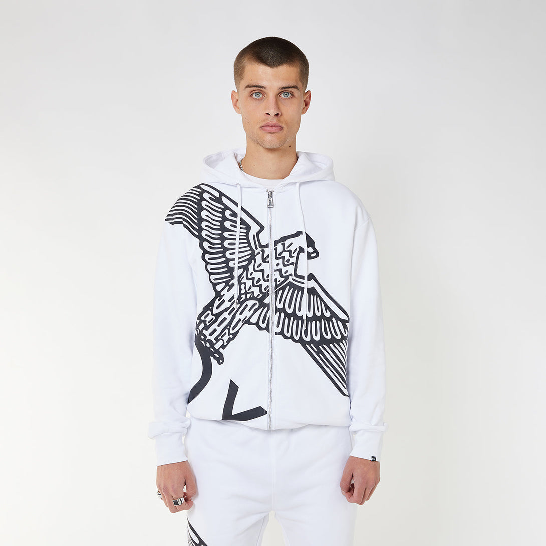 BOY WINGSPAN ZIP HOODIE - WHITE/BLACK