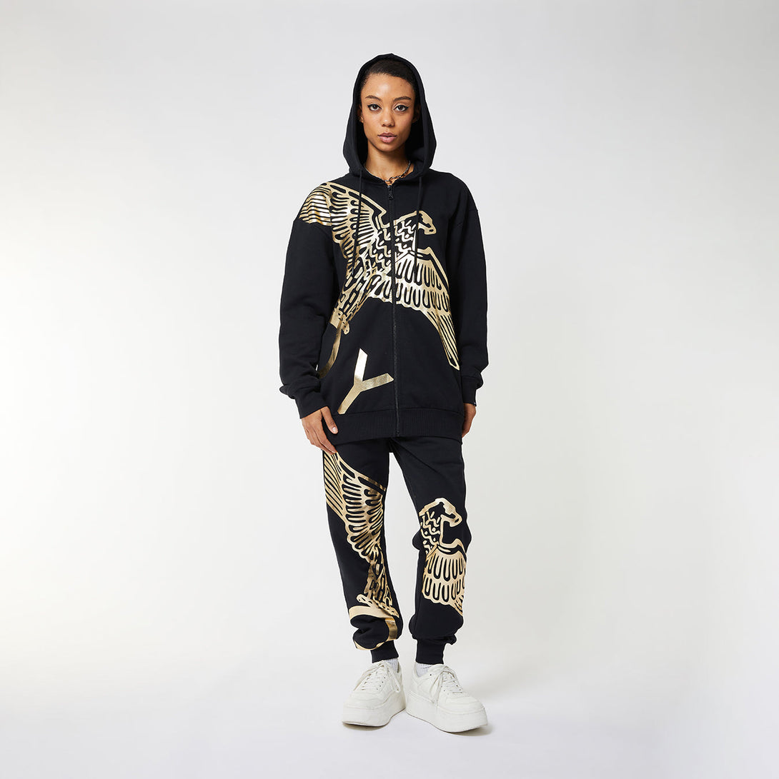 BOY WINGSPAN ZIP HOODIE WOMENS - BLACK/GOLD