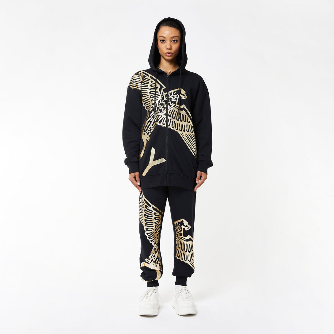 BOY WINGSPAN ZIP HOODIE WOMENS - BLACK/GOLD