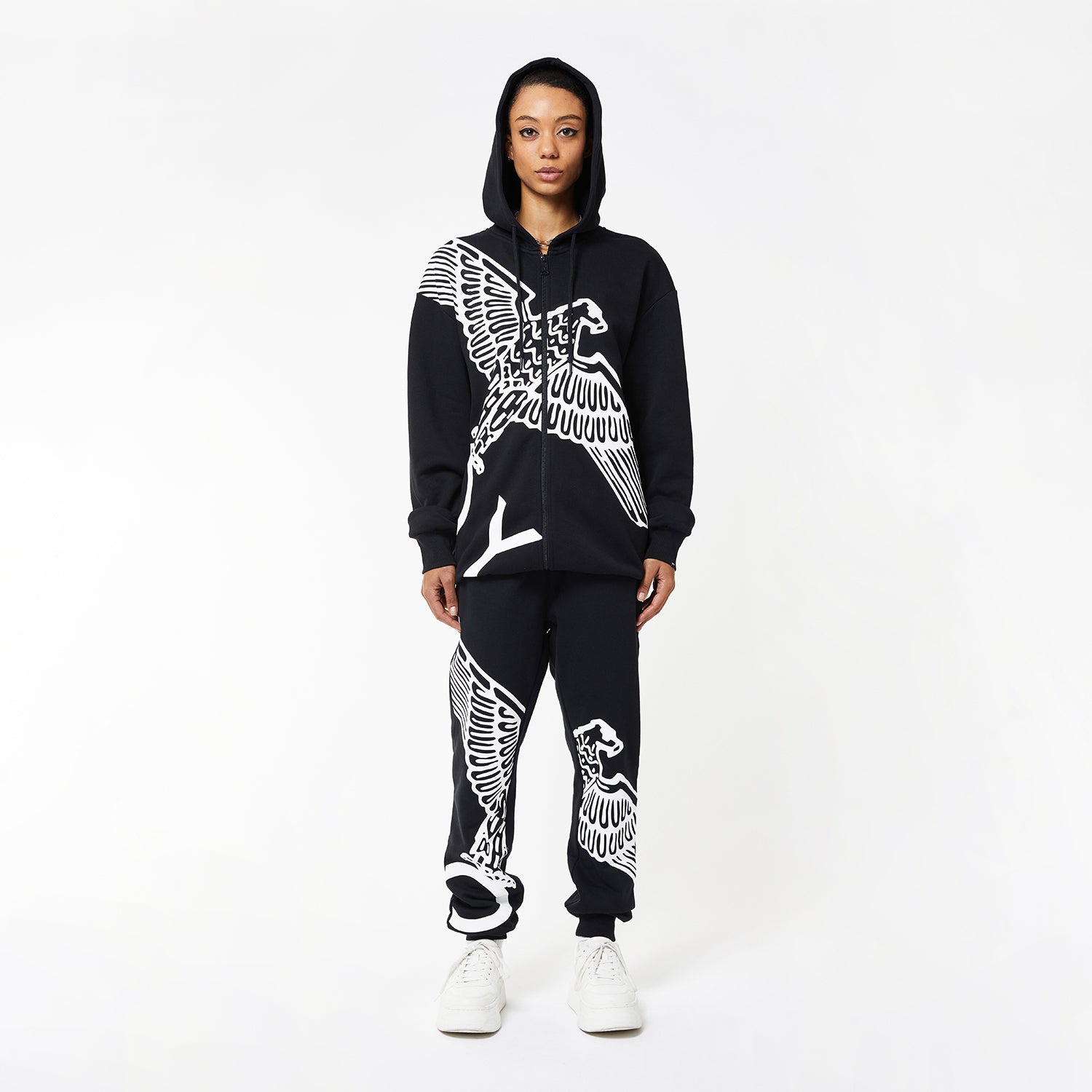 BOY WINGSPAN ZIP HOODIE WOMENS BLACK WHITE