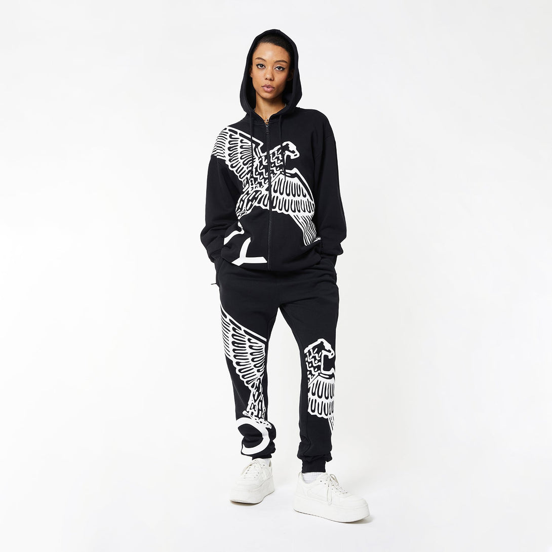 BOY WINGSPAN ZIP HOODIE WOMENS - BLACK/WHITE