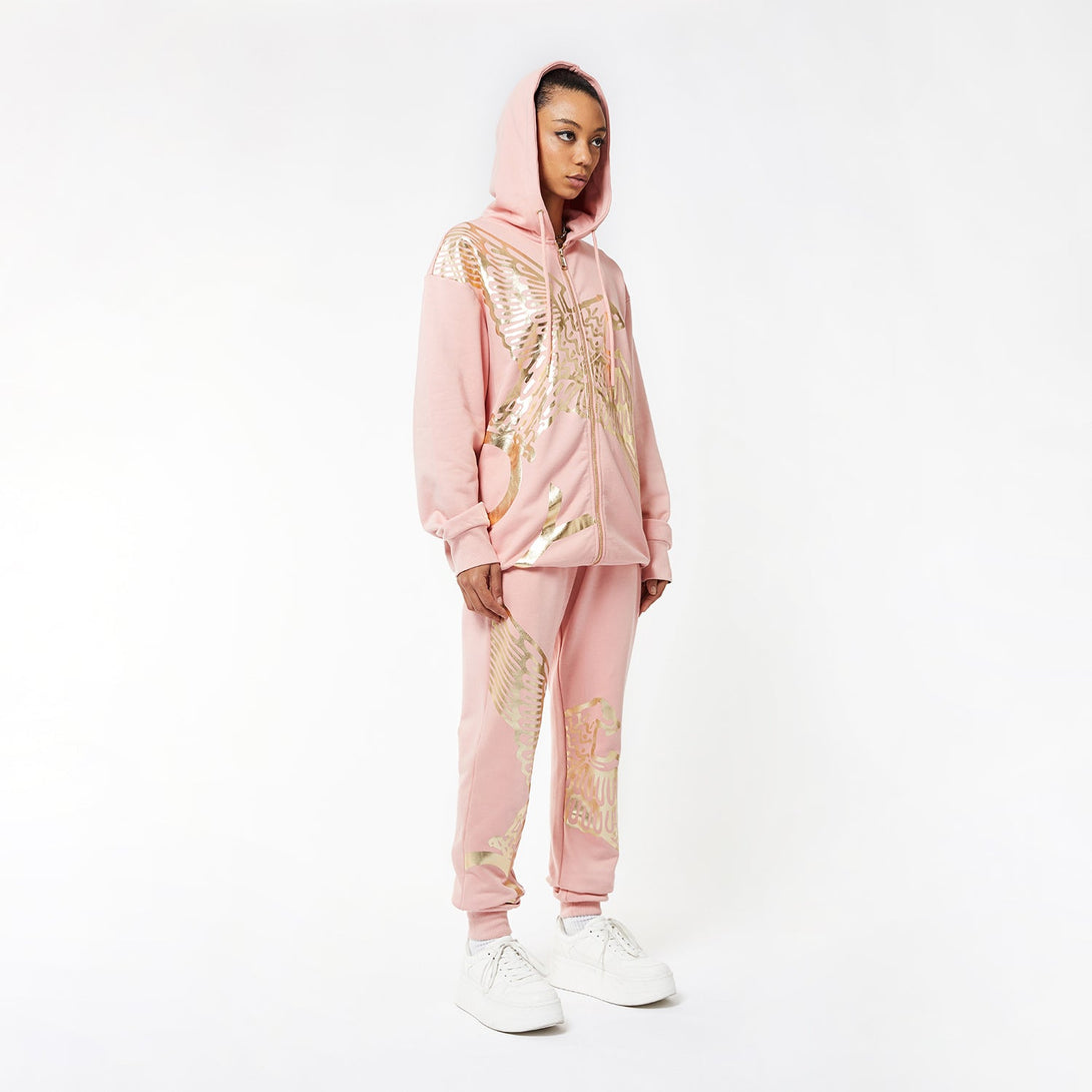 BOY WINGSPAN ZIP HOODIE WOMENS - PINK/GOLD