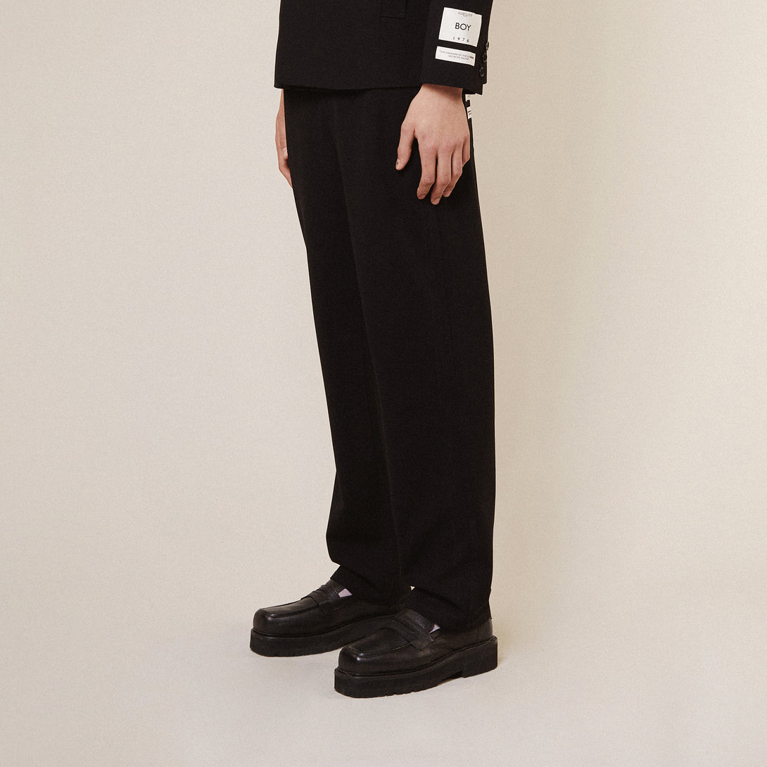 KINGS ROAD GRAFFITI RELAXED TAILORED TROUSERS - BLACK