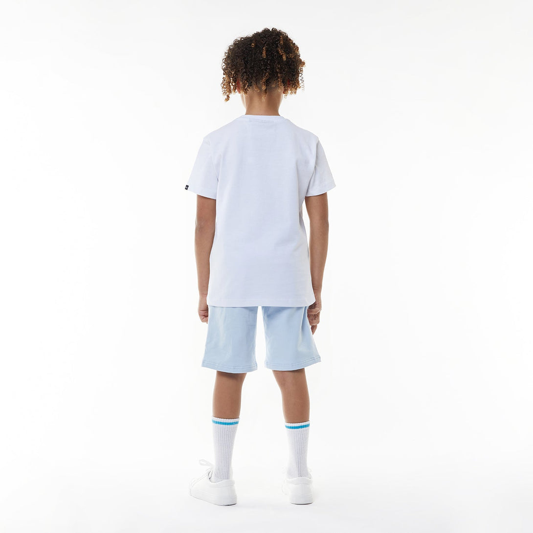 BOYS KIDS BADGE SHORTS - SKY BLUE