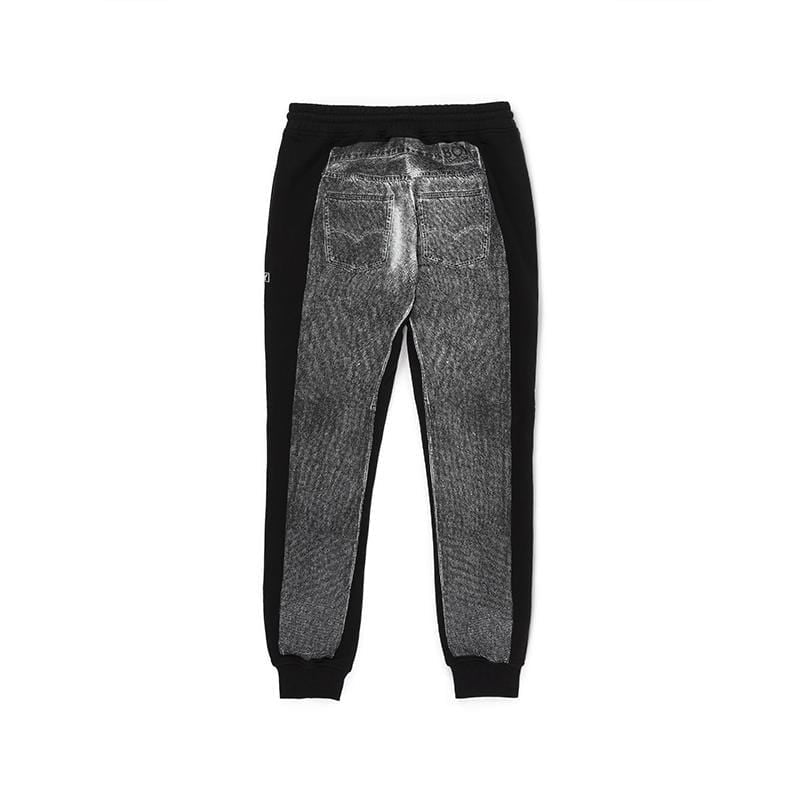 DENIM GRAPHIC JOGGERS - BLACK