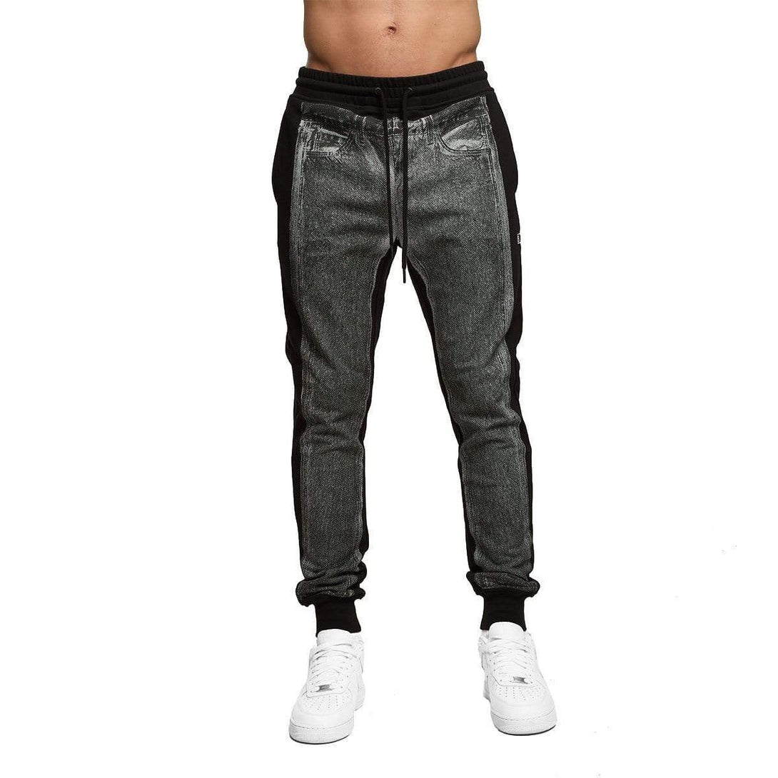 DENIM GRAPHIC JOGGERS - BLACK