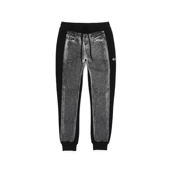 DENIM GRAPHIC JOGGERS - BLACK