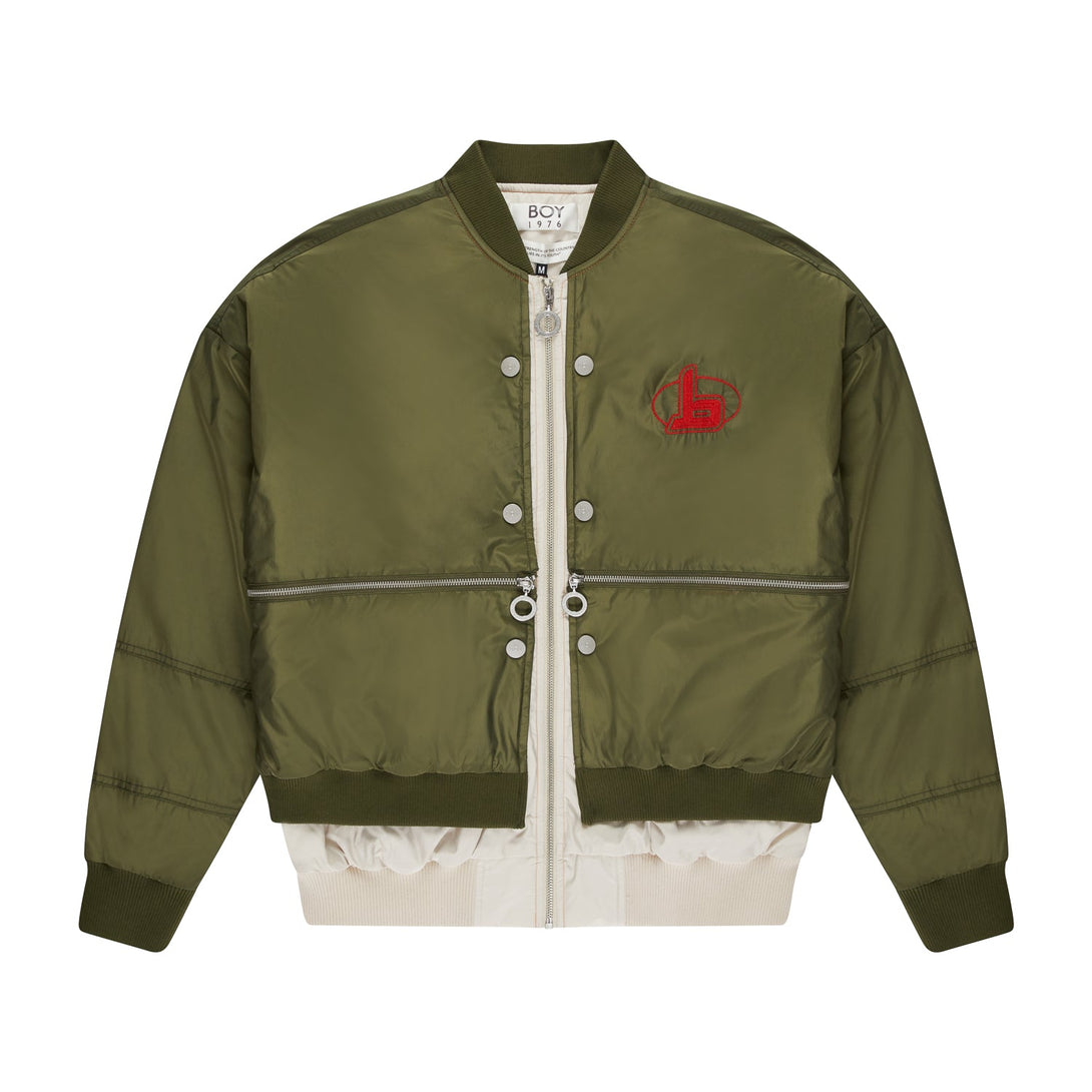 FUTURE BOY DOUBLE LAYER MA1 BOMBER JACKET - KHAKI/SAND