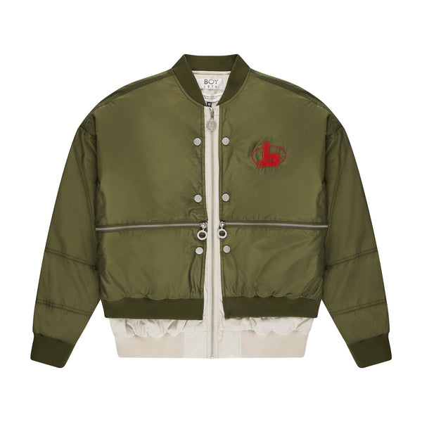 FUTURE BOY DOUBLE LAYER MA1 BOMBER JACKET - KHAKI/SAND