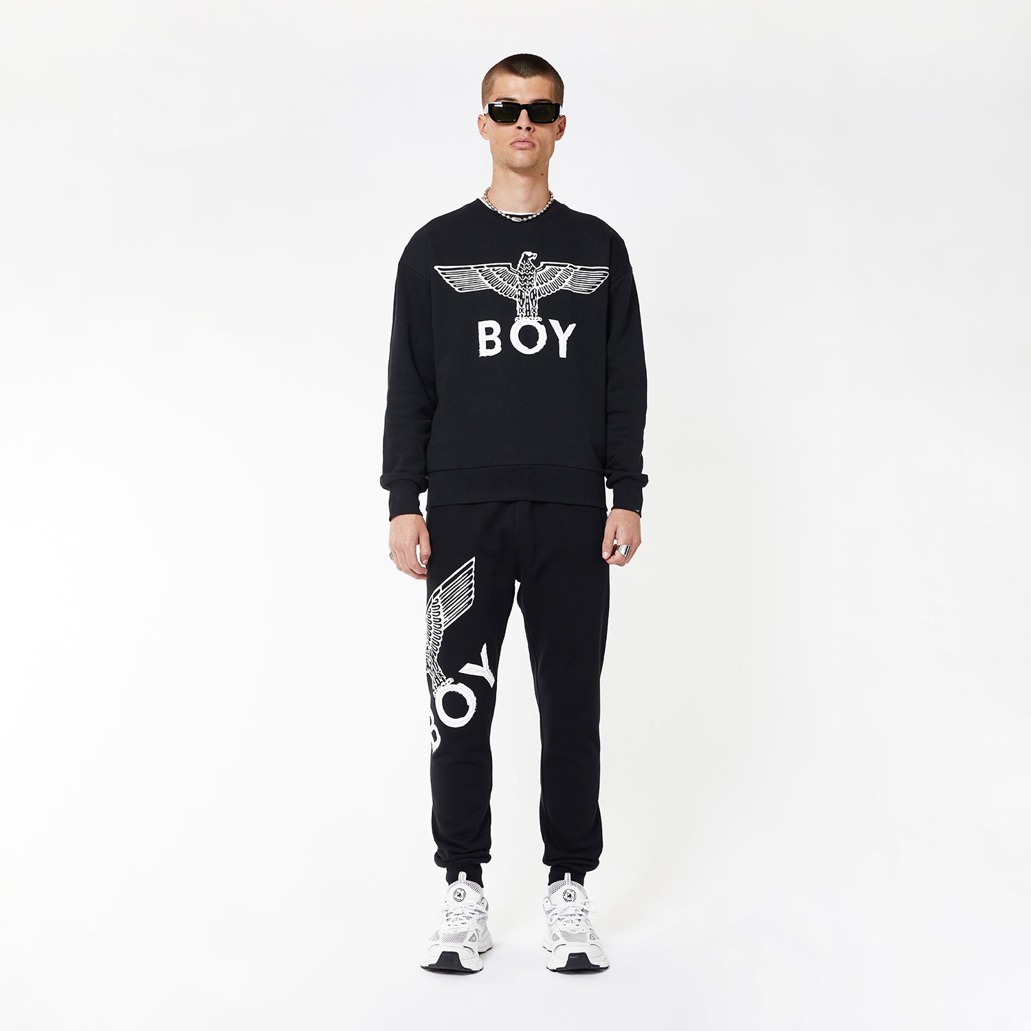 BOY EAGLE SCRIBBLE JOGGERS - BLACK/WHITE