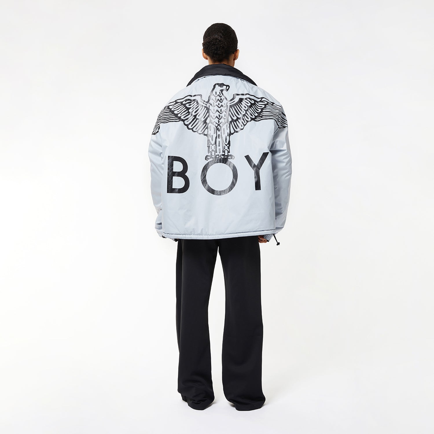 BOY EAGLE REVERSIBLE JACKET - BLACK/SILVER – BOY London