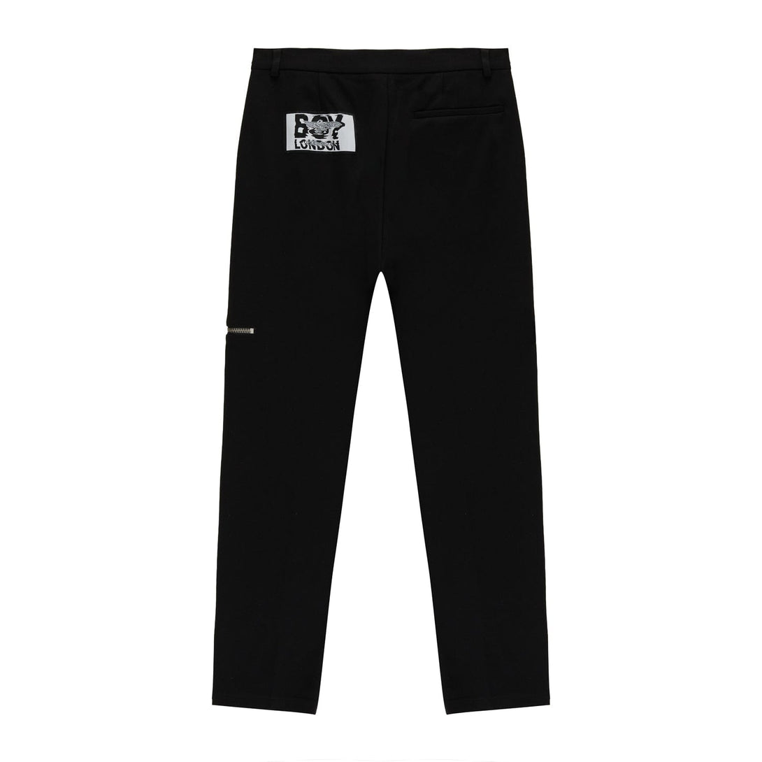 JERSEY TAILORED ZIP TROUSERS - BLACK