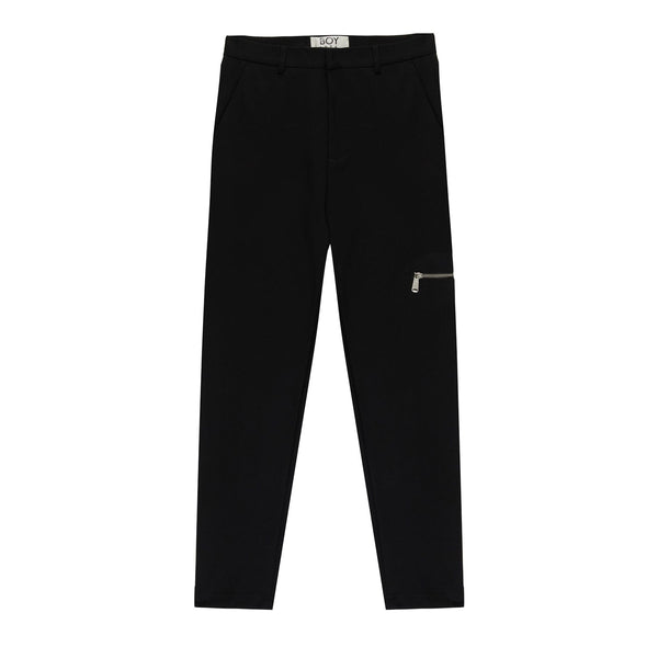 JERSEY TAILORED ZIP TROUSERS - BLACK