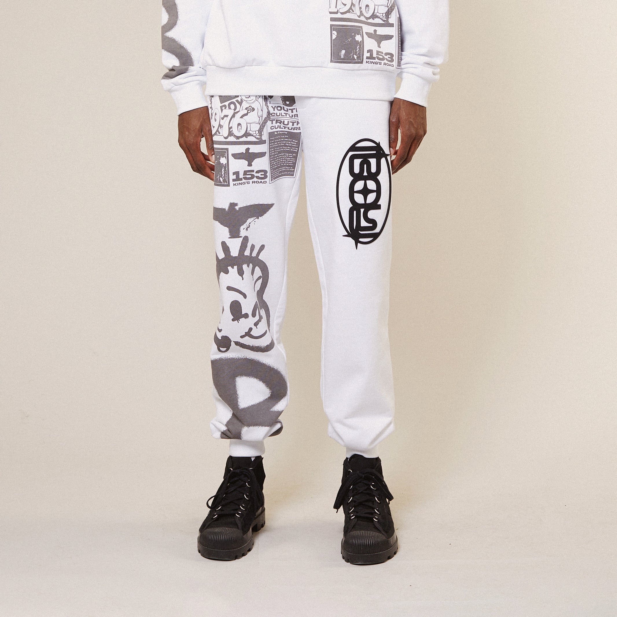 White graffiti joggers sale