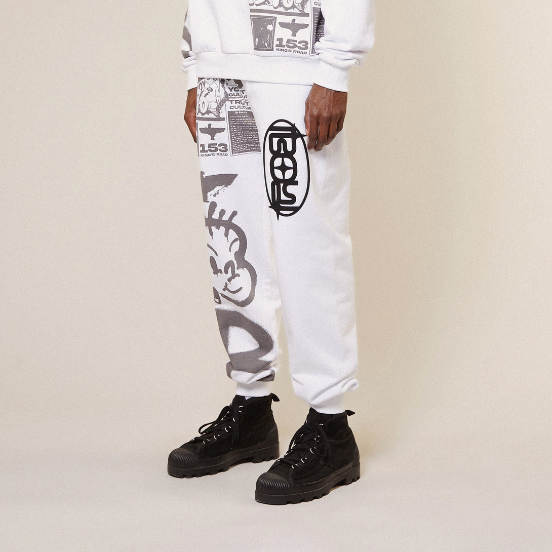 KINGS ROAD GRAFFITI JOGGERS - WHITE