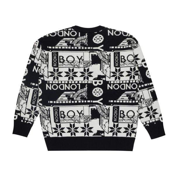 MOSAIC PRINT KNITTED SWEATER - BLACK