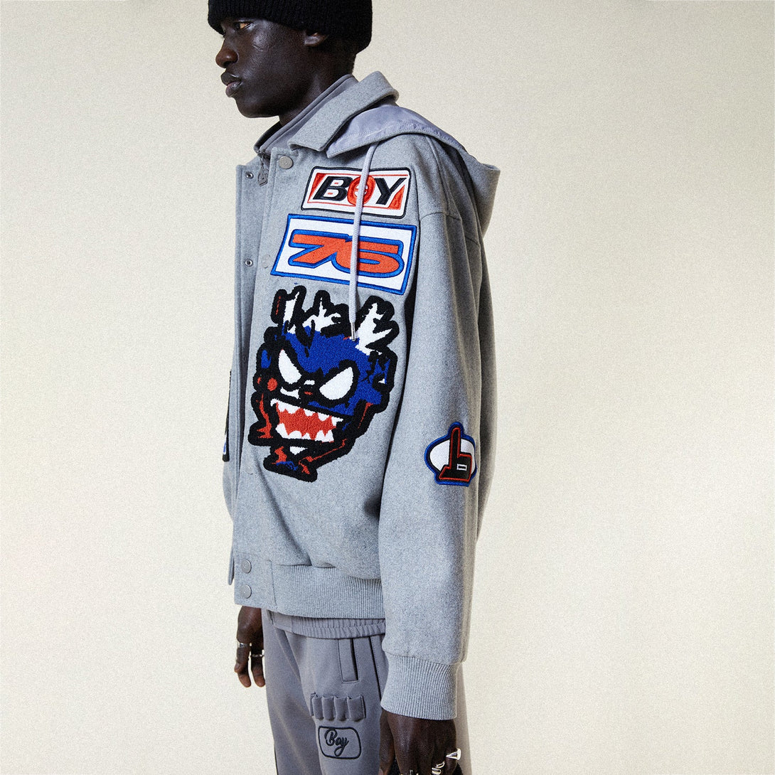 MOTO STICKER BOMBER VARSITY JACKET-JACKETS-BOY London