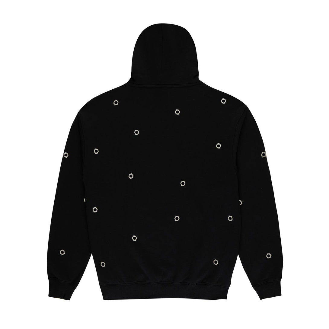 MULTI EYELET HOODIE - BLACK