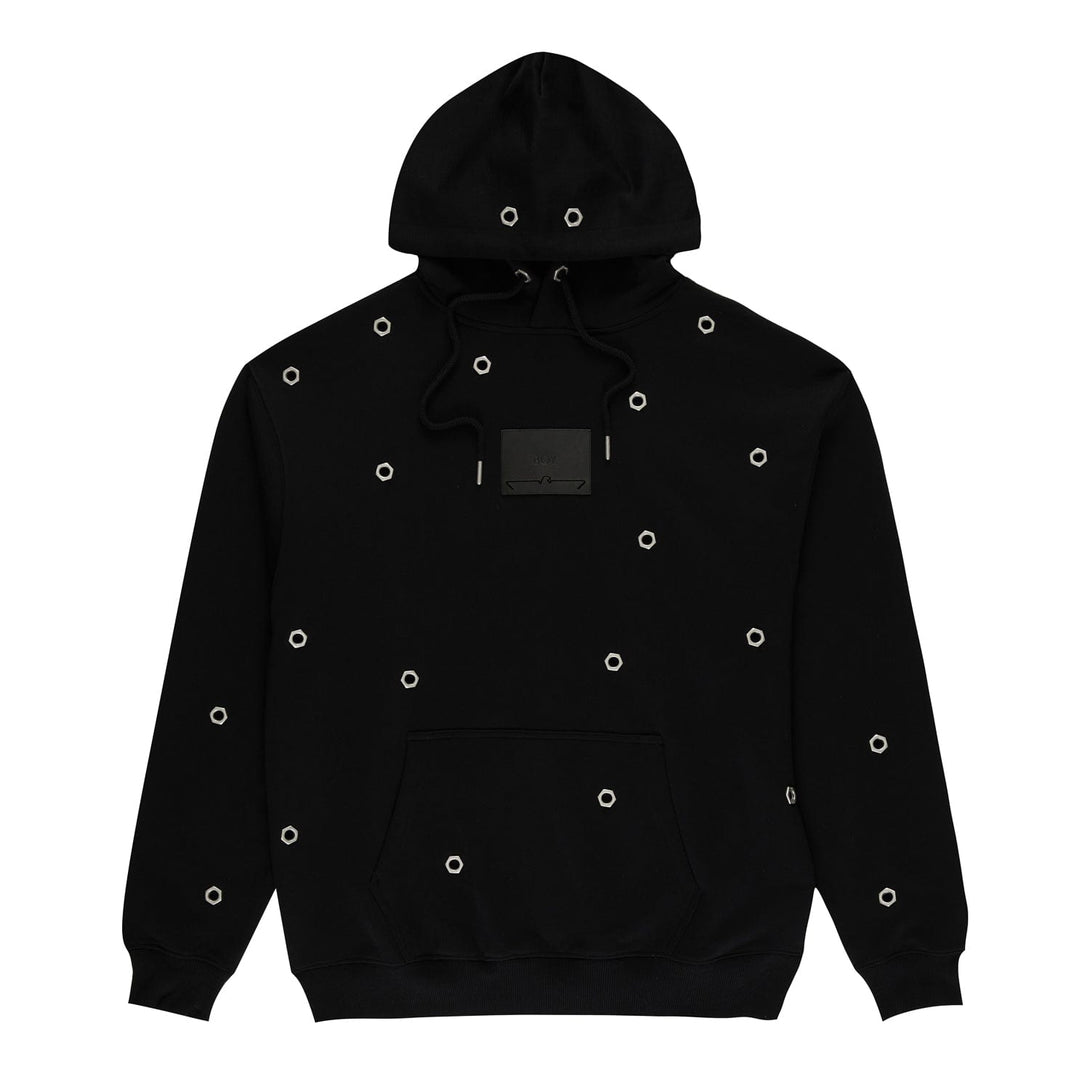 MULTI EYELET HOODIE - BLACK