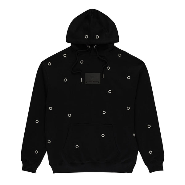 MULTI EYELET HOODIE - BLACK