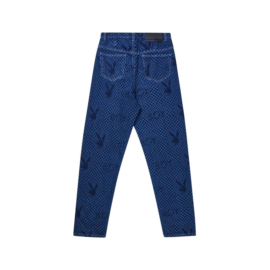 PLAYBOY X BOY CHECKERBOARD JEANS - BLUE