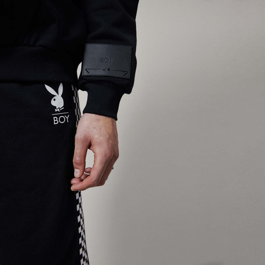 PLAYBOY X BOY CHECKERBOARD VORTEX HOODIE - BLACK