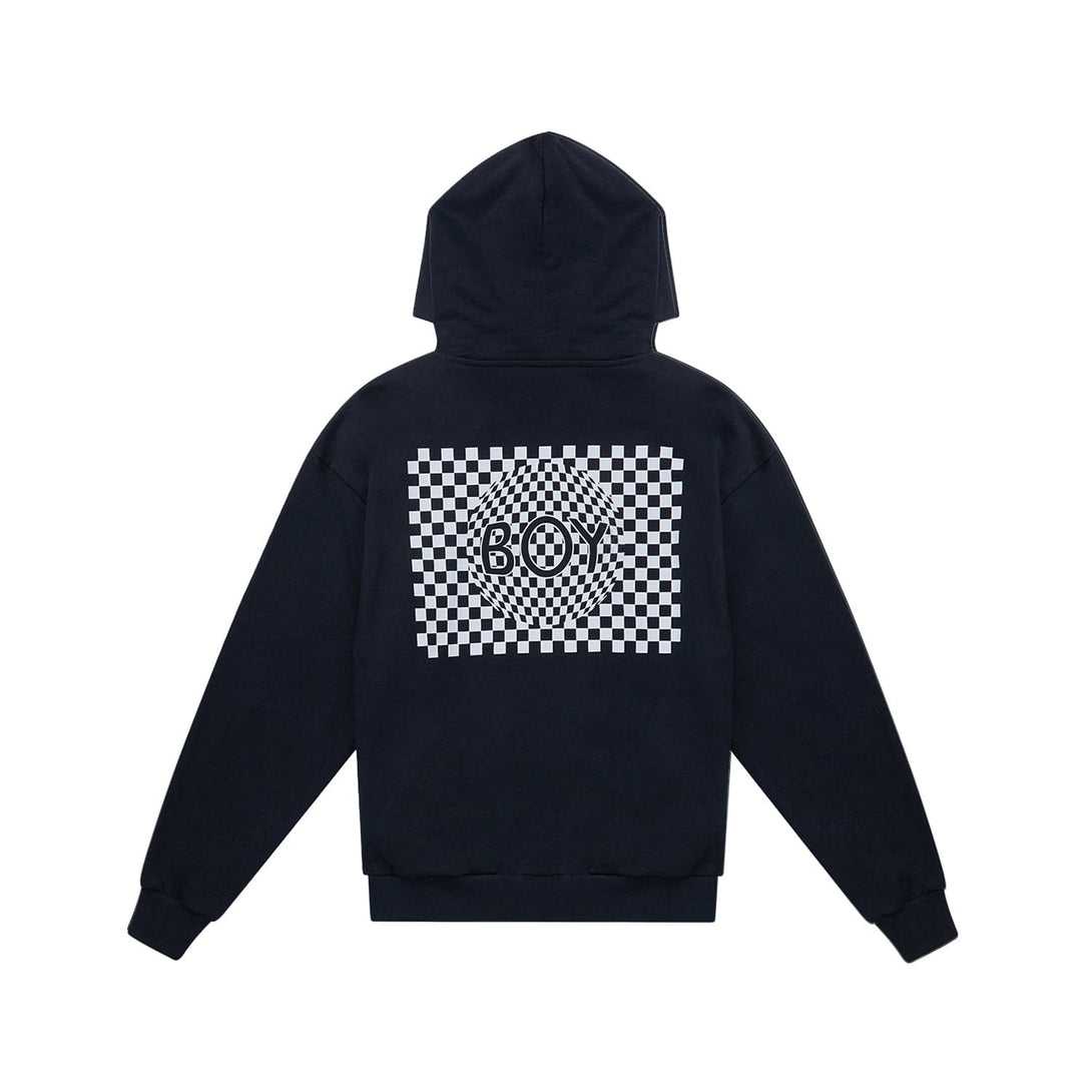 PLAYBOY X BOY CHECKERBOARD VORTEX HOODIE - BLACK