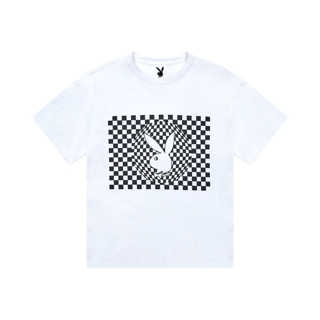 PLAYBOY X BOY CHECKERBOARD VORTEX T-SHIRT - WHITE