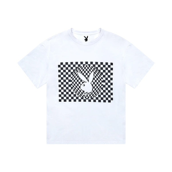 PLAYBOY X BOY CHECKERBOARD VORTEX T-SHIRT - WHITE