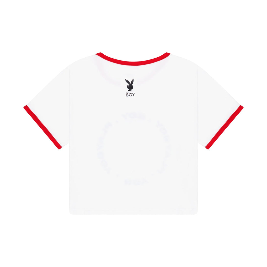 PLAYBOY X BOY DOUBLE CHERRY RINGER T-SHIRT - WHITE