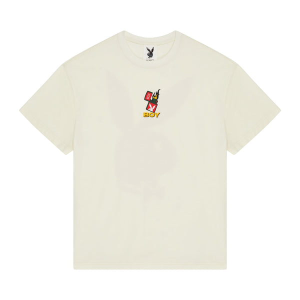 PLAYBOY X BOY LIGHT IT UP T-SHIRT - OFF WHITE