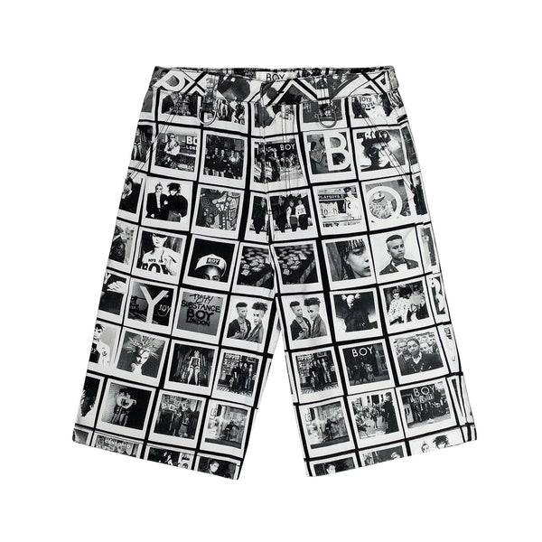 POLAROID MEMORIES DENIM SHORTS - BLACK/WHITE