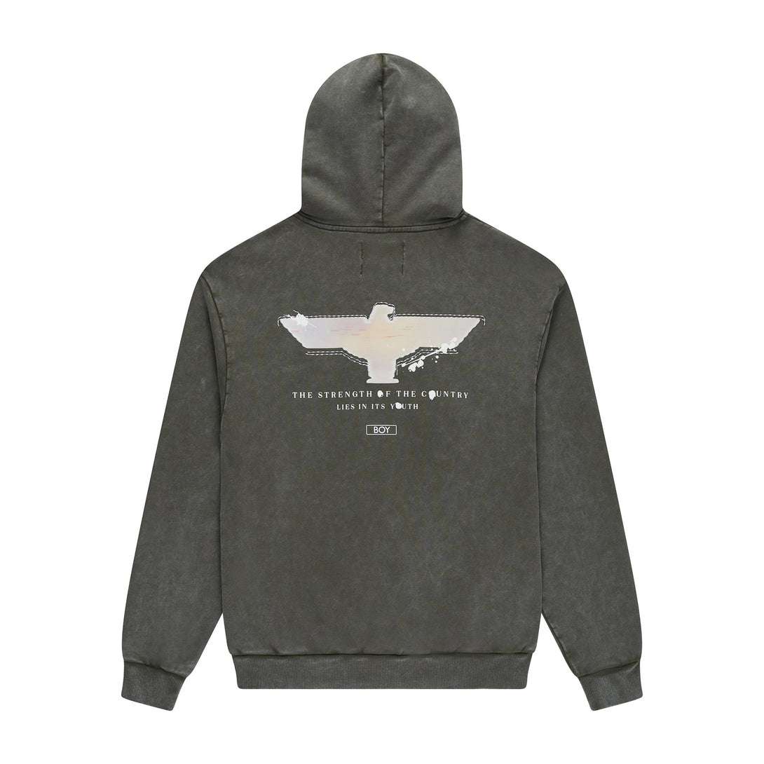 SPRAY PAINT EAGLE HOODIE - KHAKI