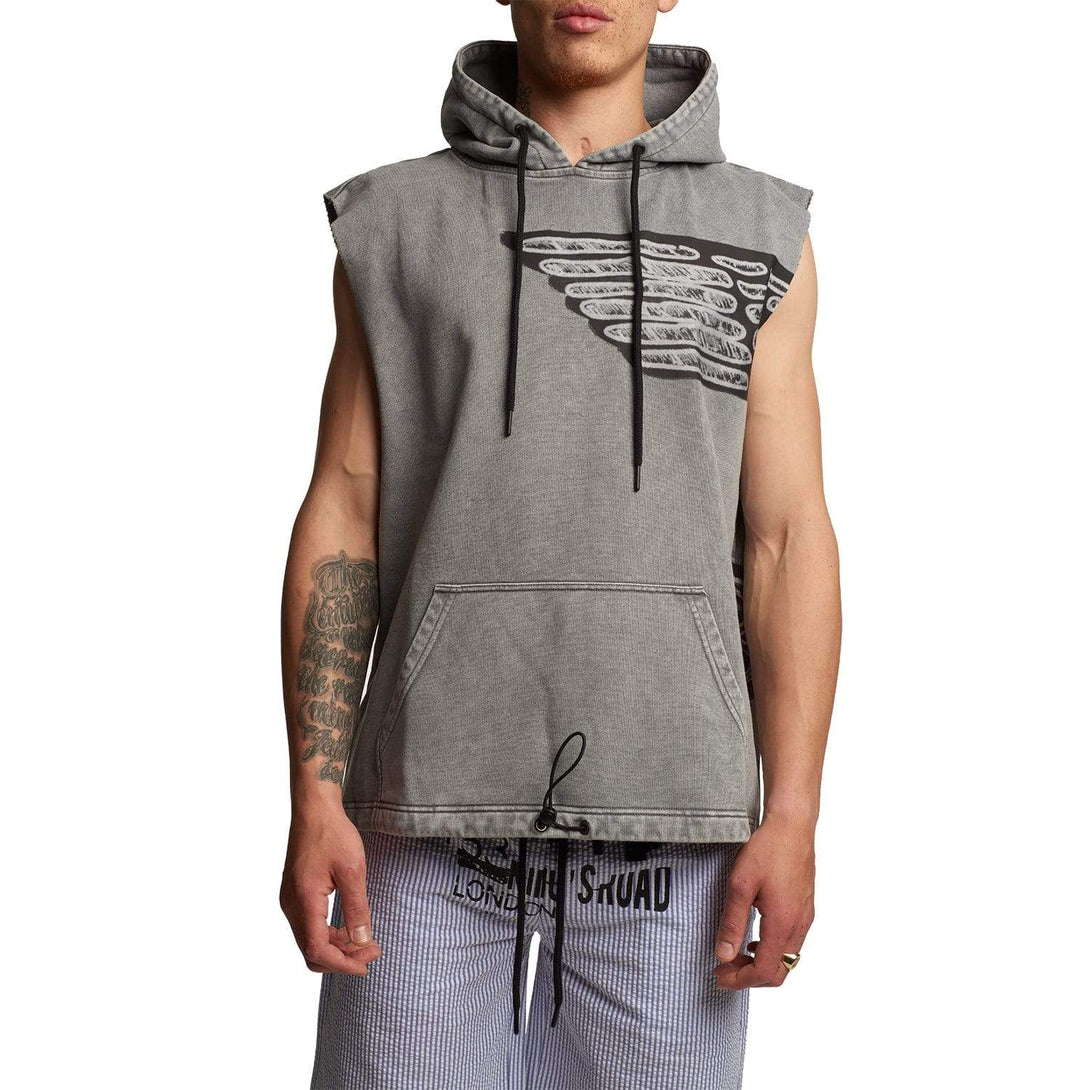 STENCIL SHORT SLEEVE HOOD - GREY