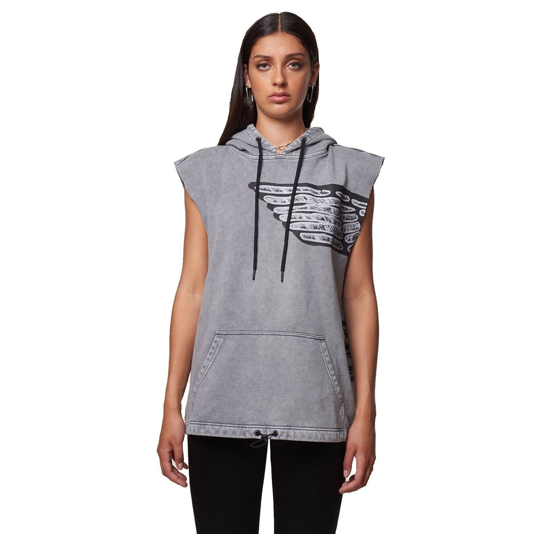 STENCIL SHORT SLEEVE HOOD - GREY