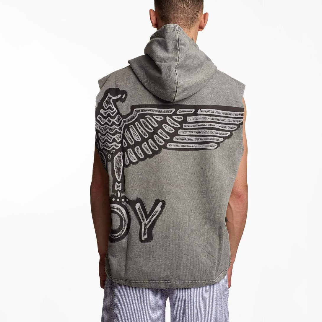 STENCIL SHORT SLEEVE HOOD - GREY