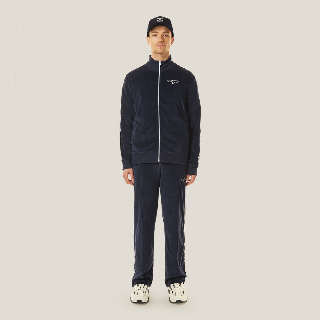 SWERVE TRACKSUIT TOP - NAVY (VELOUR)