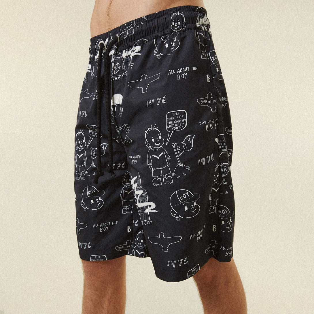 THE BOY NYLON SHORTS - BLACK